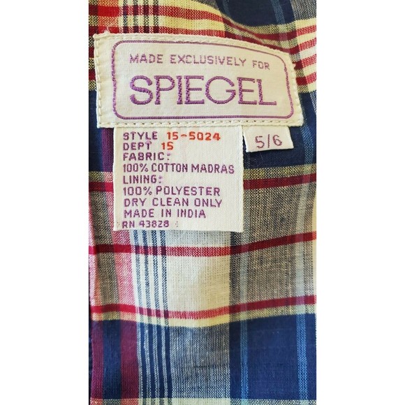 Vintage Spiegel Women's Blazer Red White and Blue Plaid Size 5/6 Small Patriotic - Picture 6 of 6